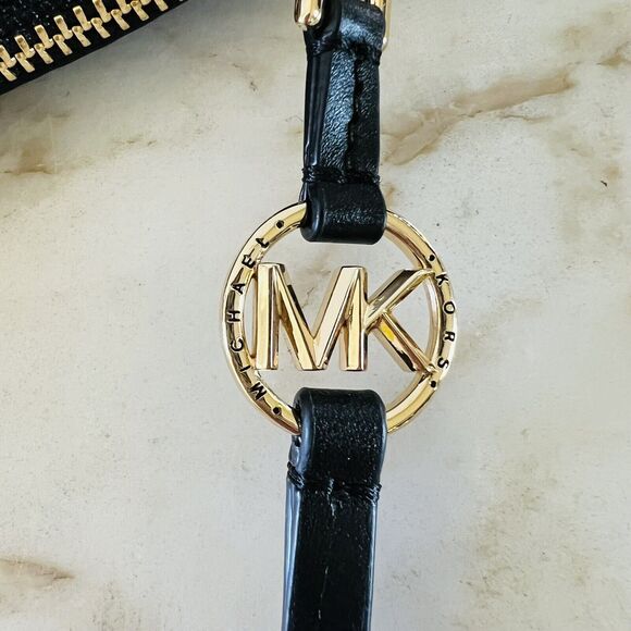 MICHAEL KORS Camden Solid Black Leather Small Messenger Crossbody Bag - Picture 6 of 9